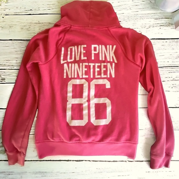 PINK Victorias Secret Love Pink 1986 Zip Up Hoodie Sweatshirt Women’s Size Med - Picture 5 of 8